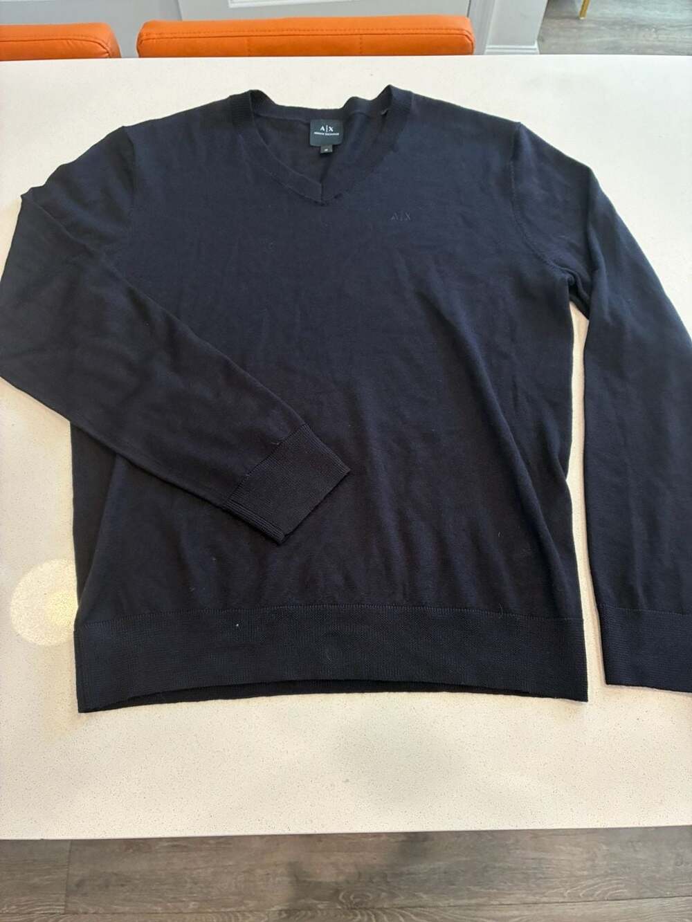 Armani Exchange V-Neck Sweater Size M Dark Blue Pullover